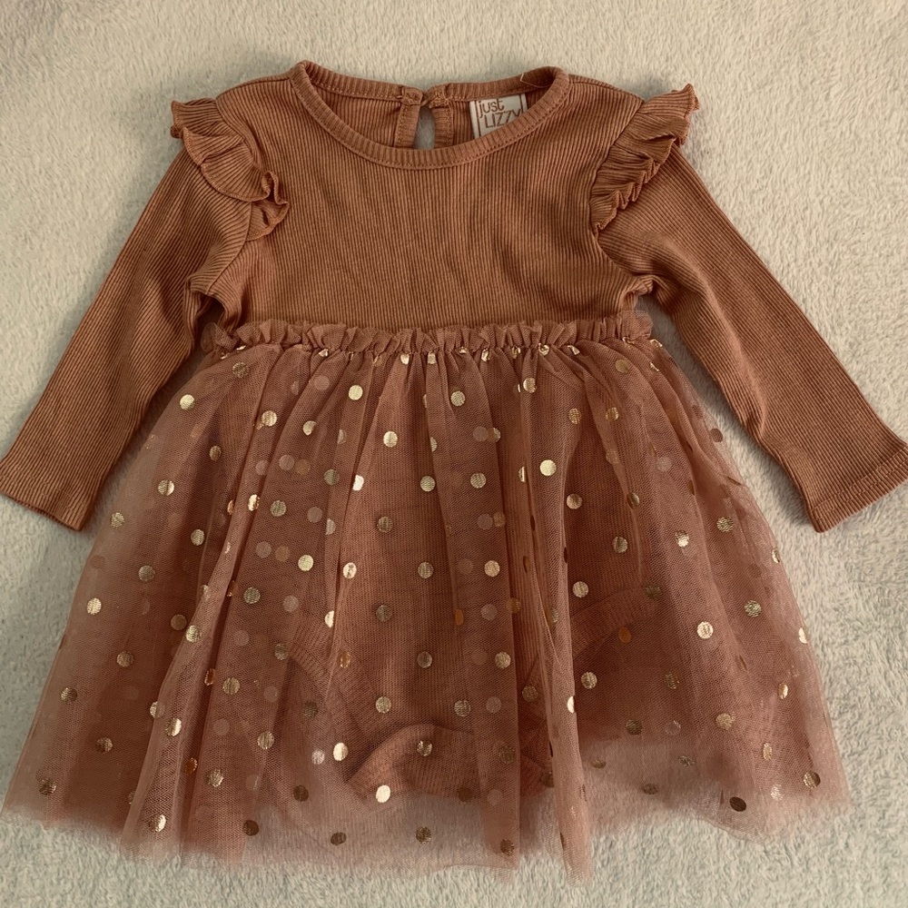 Girls' Ruffle Sleeve Dress - Brown(New)